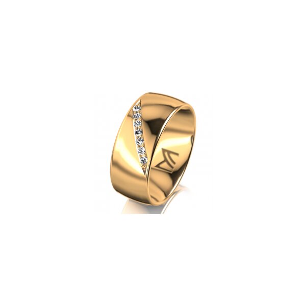 Ring 18 Karat Gelbgold 8.0 mm poliert 7 Brillanten G vs Gesamt 0,095ct