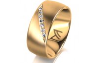 Ring 18 Karat Gelbgold 8.0 mm l&auml;ngsmatt 7 Brillanten...