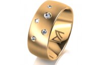 Ring 14 Karat Gelbgold 8.0 mm l&auml;ngsmatt 5 Brillanten...