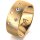 Ring 14 Karat Gelbgold 8.0 mm sandmatt 5 Brillanten G vs Gesamt 0,115ct