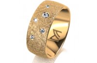 Ring 14 Karat Gelbgold 8.0 mm kristallmatt 5 Brillanten G...