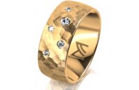 Ring 14 Karat Gelbgold 8.0 mm diamantmatt 5 Brillanten G...