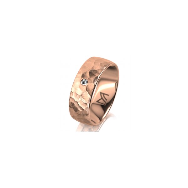 Ring 14 Karat Rotgold 7.0 mm diamantmatt 1 Brillant G vs 0,025ct