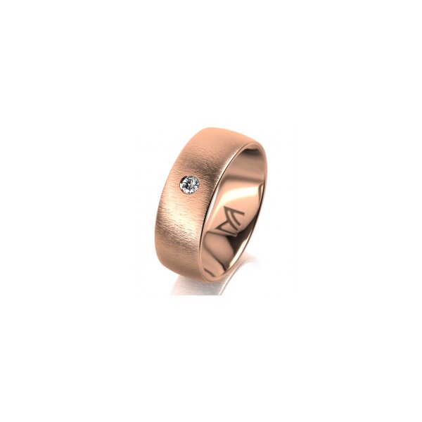 Ring 14 Karat Rotgold 7.0 mm sandmatt 1 Brillant G vs 0,050ct