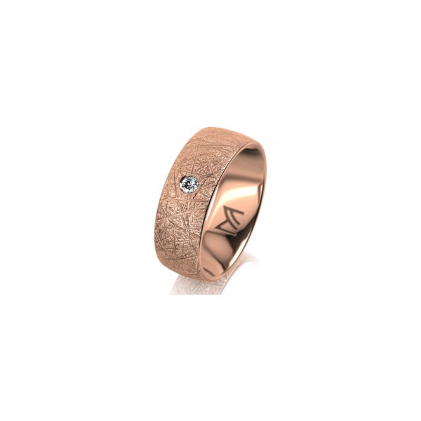 Ring 14 Karat Rotgold 7.0 mm kristallmatt 1 Brillant G vs 0,050ct