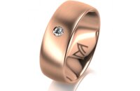 Ring 18 Karat Rotgold 7.0 mm l&auml;ngsmatt 1 Brillant G...
