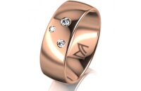 Ring 14 Karat Rotgold 7.0 mm poliert 3 Brillanten G vs...