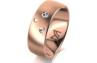 Ring 18 Karat Rotgold 7.0 mm l&auml;ngsmatt 3 Brillanten...
