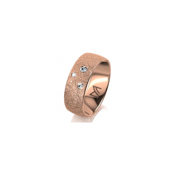 Ring 18 Karat Rotgold 7.0 mm kristallmatt 3 Brillanten G vs Gesamt 0,070ct