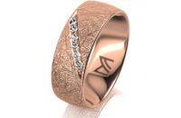 Ring 14 Karat Rotgold 7.0 mm kristallmatt 6 Brillanten G...