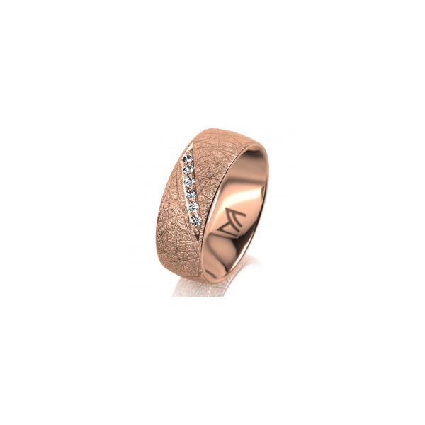 Ring 18 Karat Rotgold 7.0 mm kristallmatt 6 Brillanten G vs Gesamt 0,080ct