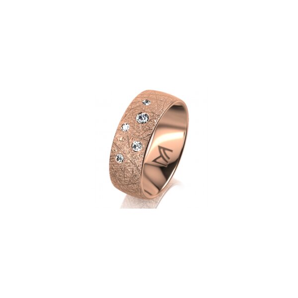 Ring 14 Karat Rotgold 7.0 mm kristallmatt 5 Brillanten G vs Gesamt 0,095ct