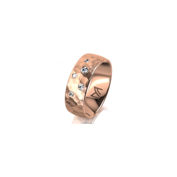 Ring 14 Karat Rotgold 7.0 mm diamantmatt 5 Brillanten G vs Gesamt 0,095ct