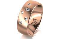 Ring 18 Karat Rotgold 7.0 mm l&auml;ngsmatt 5 Brillanten...
