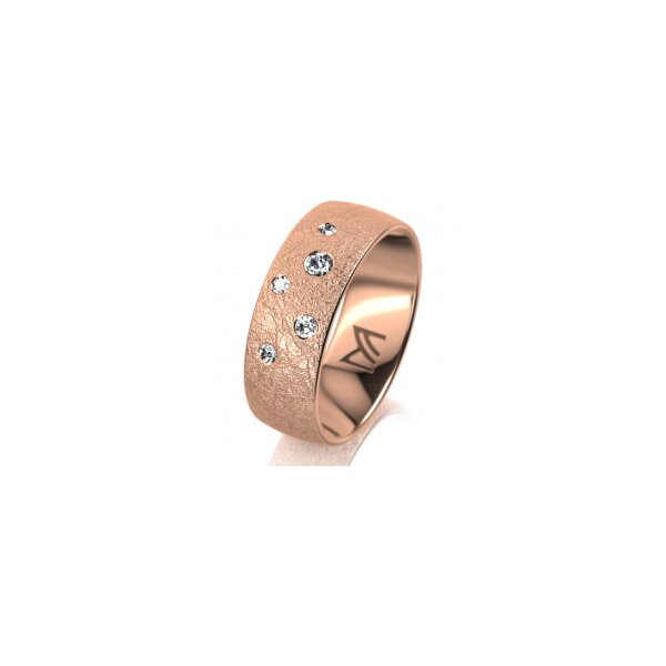 Ring 18 Karat Rotgold 7.0 mm kreismatt 5 Brillanten G vs Gesamt 0,095ct
