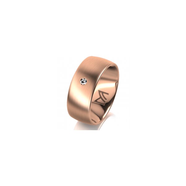 Ring 14 Karat Rotgold 8.0 mm längsmatt 1 Brillant G vs 0,025ct