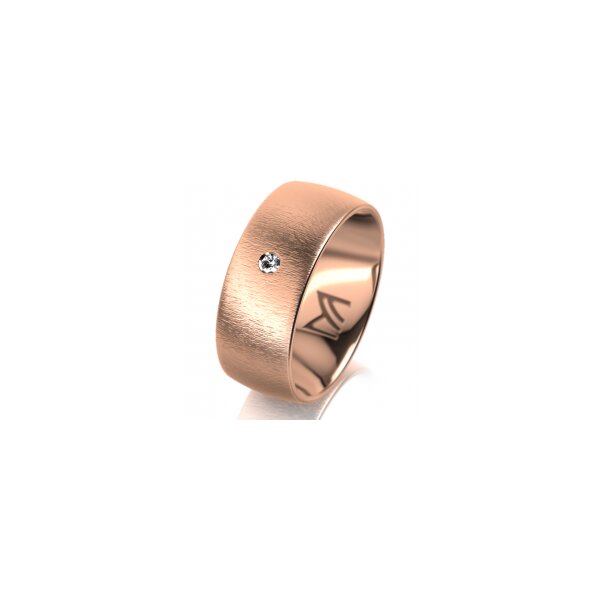 Ring 14 Karat Rotgold 8.0 mm sandmatt 1 Brillant G vs 0,025ct