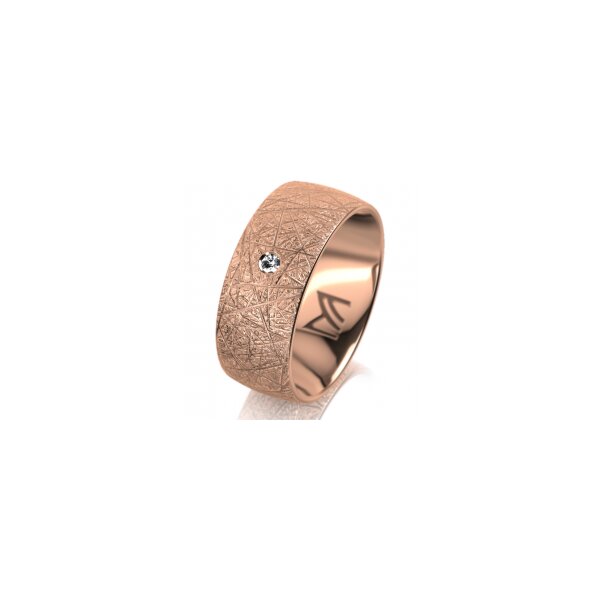 Ring 18 Karat Rotgold 8.0 mm kristallmatt 1 Brillant G vs 0,025ct