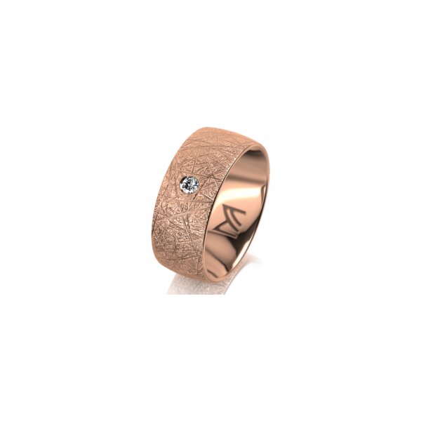 Ring 14 Karat Rotgold 8.0 mm kristallmatt 1 Brillant G vs 0,050ct