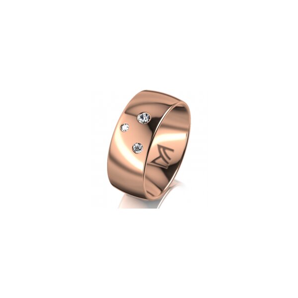 Ring 14 Karat Rotgold 8.0 mm poliert 3 Brillanten G vs Gesamt 0,080ct