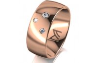 Ring 14 Karat Rotgold 8.0 mm poliert 3 Brillanten G vs...