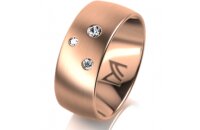 Ring 14 Karat Rotgold 8.0 mm l&auml;ngsmatt 3 Brillanten...