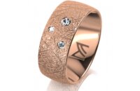 Ring 14 Karat Rotgold 8.0 mm kristallmatt 3 Brillanten G...