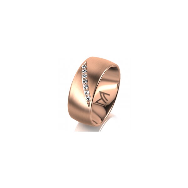 Ring 14 Karat Rotgold 8.0 mm l&auml;ngsmatt 7 Brillanten G vs Gesamt 0,095ct