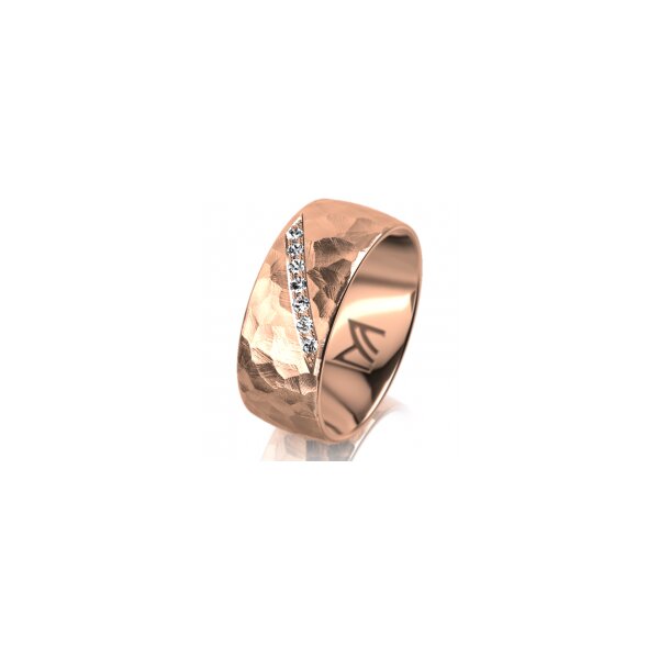 Ring 14 Karat Rotgold 8.0 mm diamantmatt 7 Brillanten G vs Gesamt 0,095ct