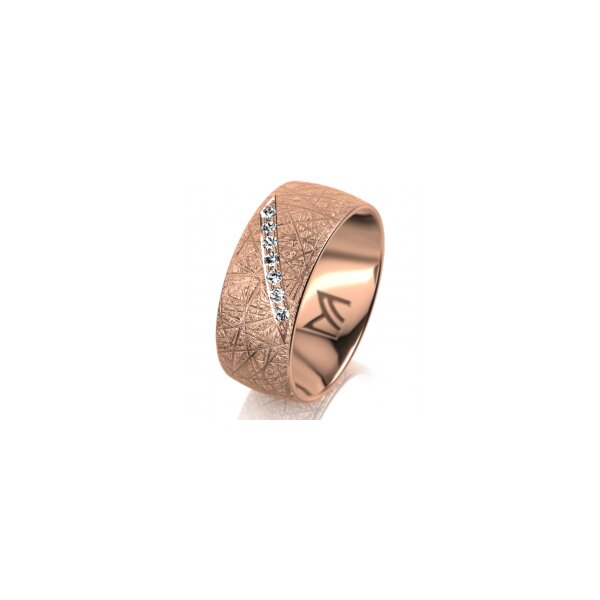 Ring 18 Karat Rotgold 8.0 mm kristallmatt 7 Brillanten G vs Gesamt 0,095ct