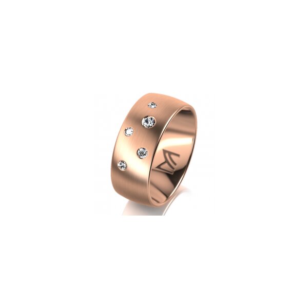 Ring 14 Karat Rotgold 8.0 mm l&auml;ngsmatt 5 Brillanten G vs Gesamt 0,115ct