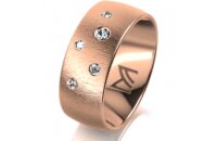 Ring 14 Karat Rotgold 8.0 mm sandmatt 5 Brillanten G vs...