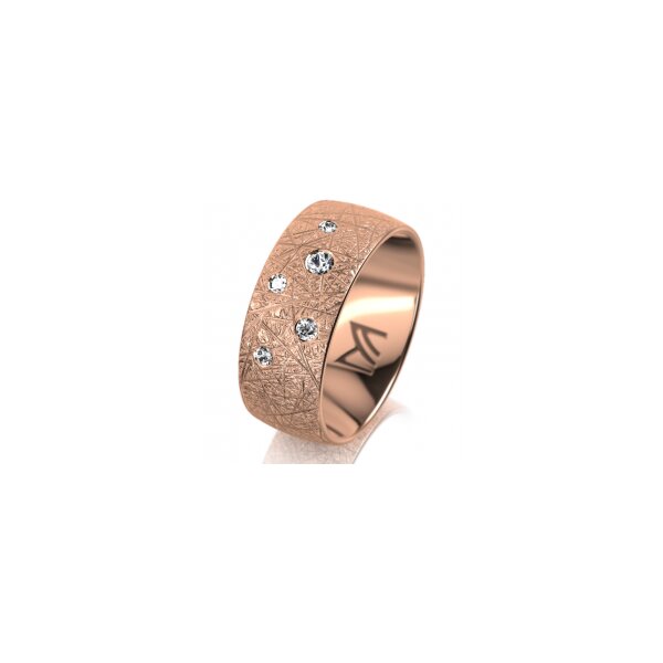 Ring 14 Karat Rotgold 8.0 mm kristallmatt 5 Brillanten G vs Gesamt 0,115ct
