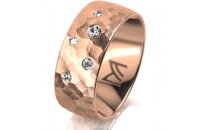 Ring 14 Karat Rotgold 8.0 mm diamantmatt 5 Brillanten G...
