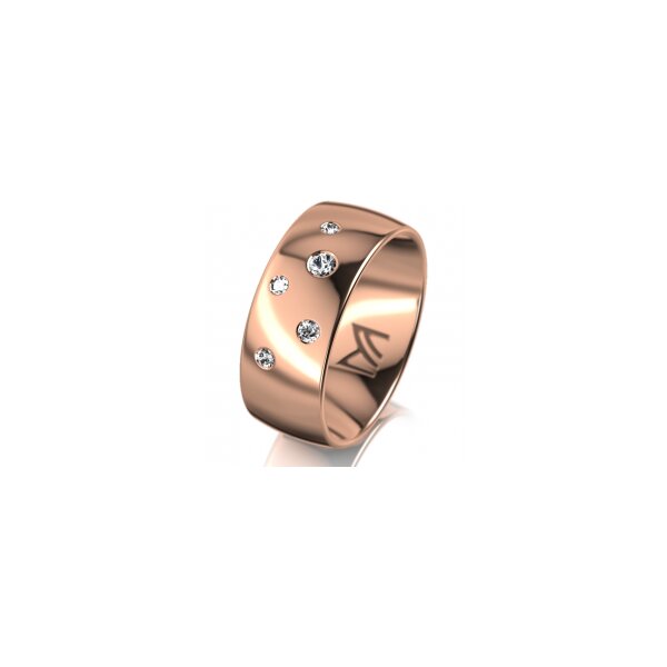 Ring 18 Karat Rotgold 8.0 mm poliert 5 Brillanten G vs Gesamt 0,115ct