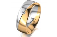Ring 14 Karat Gelb-/Weissgold 7.0 mm poliert 1 Brillant G...
