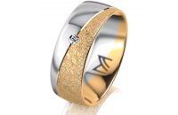 Ring 14 Karat Gelb-/Weissgold 7.0 mm kreismatt 1 Brillant...