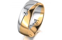 Ring 14 Karat Gelb-/Weissgold 7.0 mm poliert 1 Brillant G...
