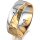 Ring 14 Karat Gelb-/Weissgold 7.0 mm diamantmatt 1 Brillant G vs 0,050ct