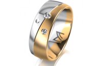 Ring 14 Karat Gelb-/Weissgold 7.0 mm l&auml;ngsmatt 3...
