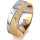 Ring 14 Karat Gelb-/Weissgold 7.0 mm kreismatt 3 Brillanten G vs Gesamt 0,070ct
