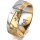 Ring 14 Karat Gelb-/Weissgold 7.0 mm diamantmatt 3 Brillanten G vs Gesamt 0,070ct
