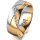 Ring 14 Karat Gelb-/Weissgold 7.0 mm poliert 6 Brillanten G vs Gesamt 0,080ct