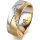 Ring 14 Karat Gelb-/Weissgold 7.0 mm sandmatt 6 Brillanten G vs Gesamt 0,080ct