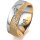 Ring 14 Karat Gelb-/Weissgold 7.0 mm kristallmatt 6 Brillanten G vs Gesamt 0,080ct