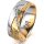 Ring 14 Karat Gelb-/Weissgold 7.0 mm diamantmatt 6 Brillanten G vs Gesamt 0,080ct