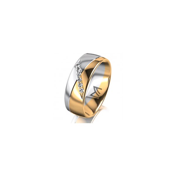 Ring 18 Karat Gelb-/Weissgold 7.0 mm poliert 6 Brillanten G vs Gesamt 0,080ct
