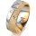 Ring 14 Karat Gelb-/Weissgold 7.0 mm kreismatt 5 Brillanten G vs Gesamt 0,095ct
