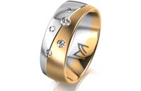 Ring 18 Karat Gelb-/Weissgold 7.0 mm l&auml;ngsmatt 5...