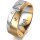 Ring 18 Karat Gelb-/Weissgold 7.0 mm l&auml;ngsmatt 5 Brillanten G vs Gesamt 0,095ct